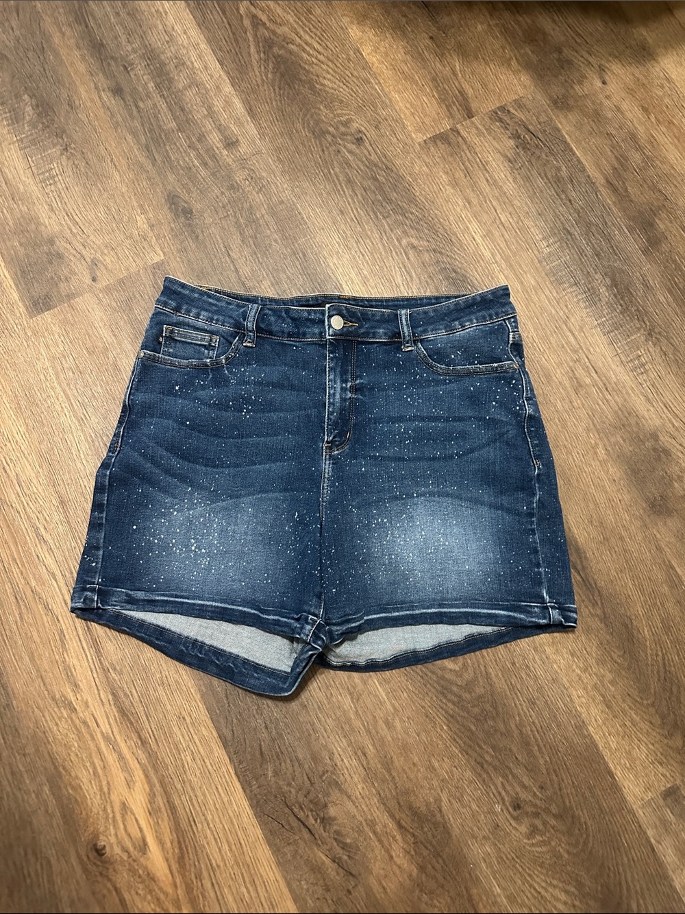 Judy Blue Dark Blue Speckled High-Rise Denim Shorts